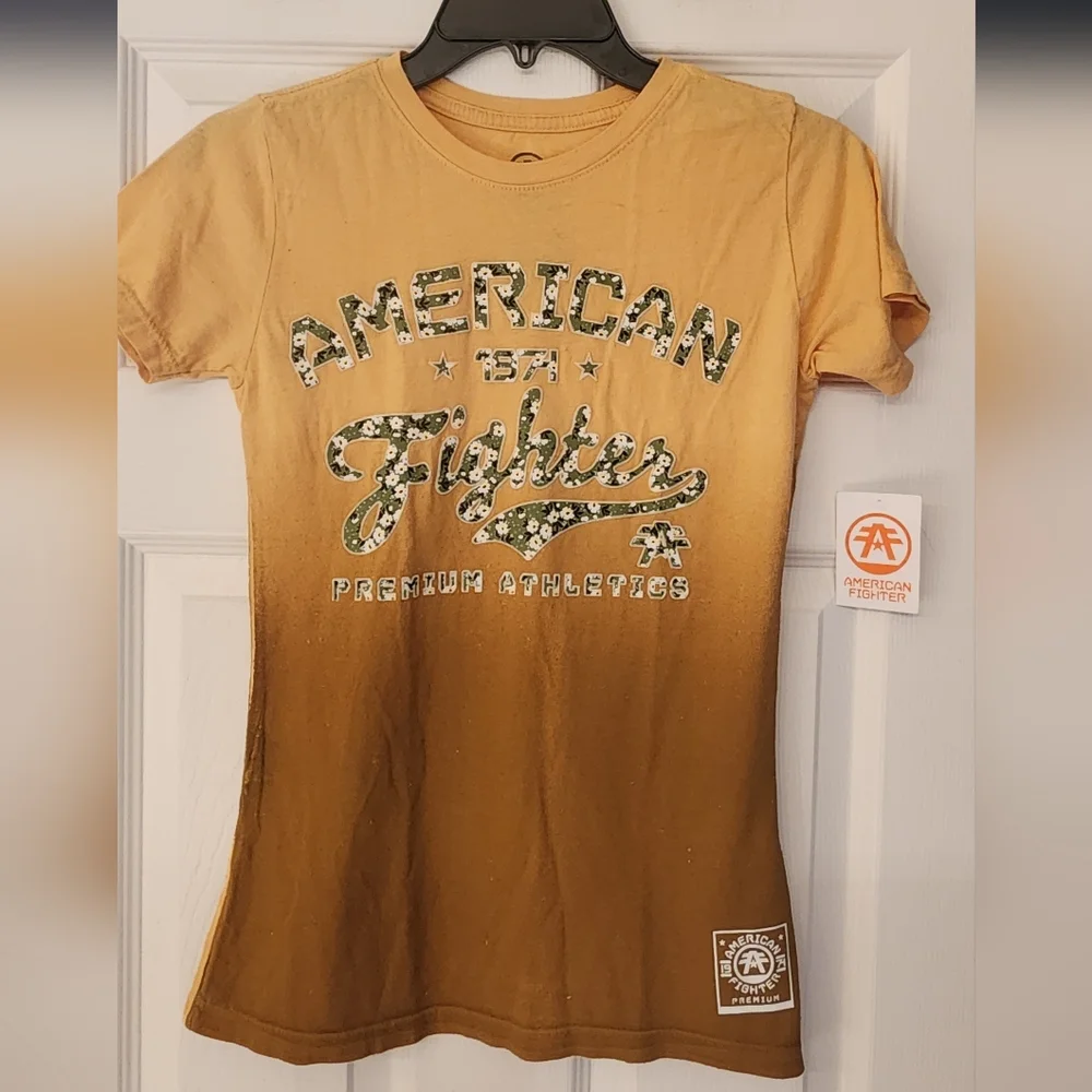 American Fighter Dailey Gold/Brown Floral Graphic Short Sleeve Tee In XS - Picture 4 of 11